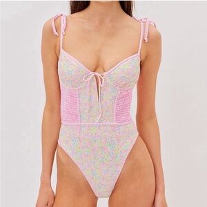 For Love and Lemons Hydrangea women’s one-piece swimsuit NWT size S